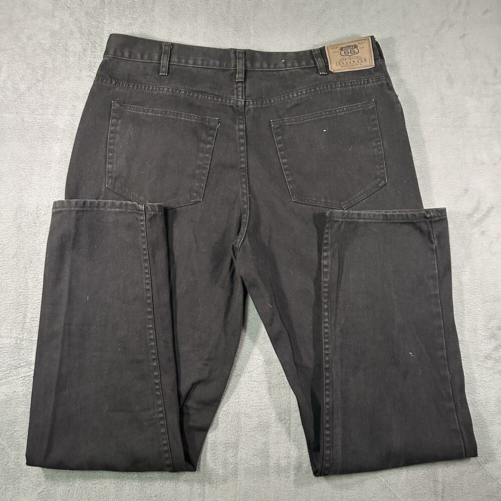 Y2K Route 66 Jeans Black Men’s 38x32 Cotton Regular Fit Straight Casual - Picture 7 of 8